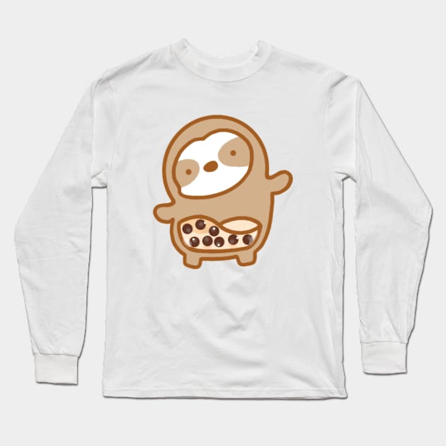 Cute Boba Sloth Long Sleeve T-Shirt by theslothinme